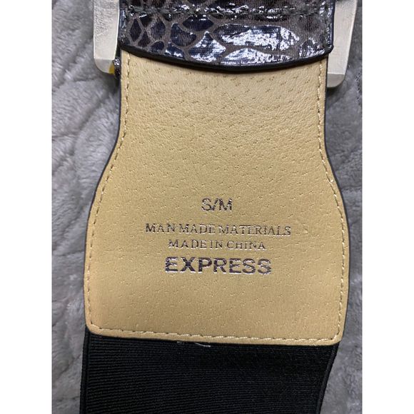 Express Gray Snake Print Elastic Stretch Belt - Size S/M - Picture 4 of 6